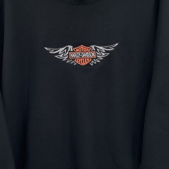 Harley Davidson Embroidered Adult Unisex Crewneck Sweatshirt Wings Biker - Picture 2 of 9